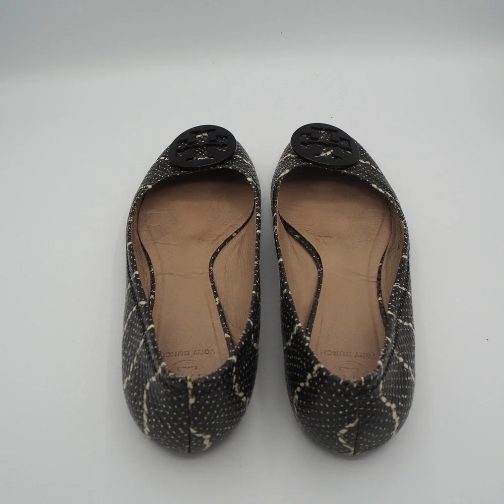 Tory Burch Reva Mojave Print Leather Ballet Flats US 8.8 Snake Shoes Casual Chic